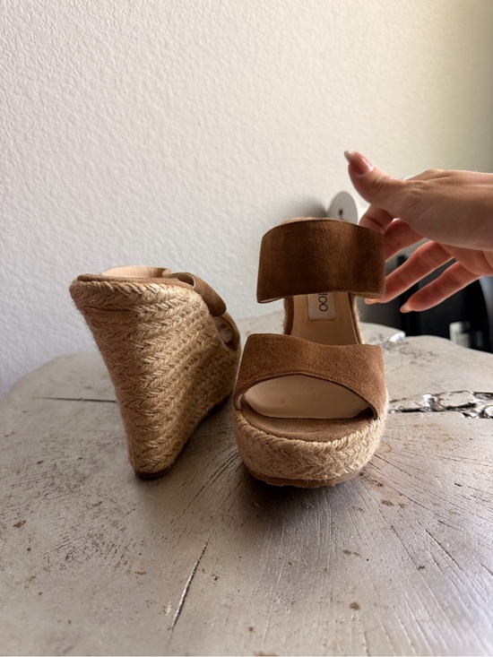 Jimmy Choo Shoes - Jimmy Choo Brown Suede Espadrille Wedge Sandals